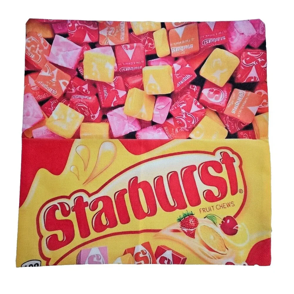Pillow Shams Starburst Fruit Chews Noveltry Print Set of 2 Square 17.5 x 17.5